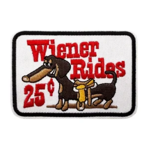 Weiner Rides Embroidered Iron On Patch Funny Prank Patch for Jackets & Bags